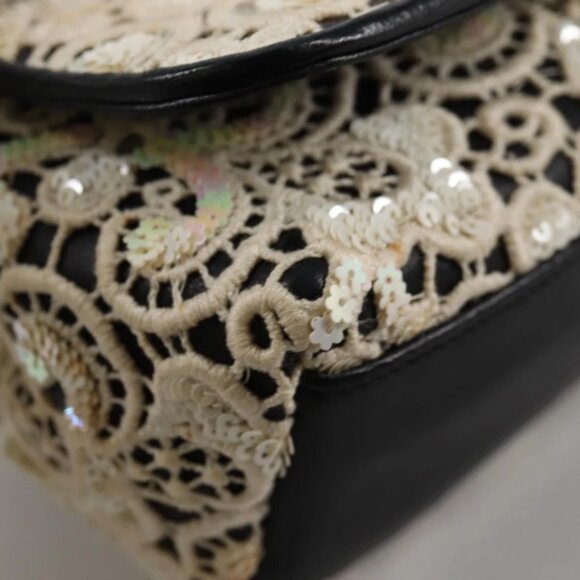 CHANEL Sequin Shoulder Bag Leather White Gold CC Auth 140995 - Picture 4 of 16